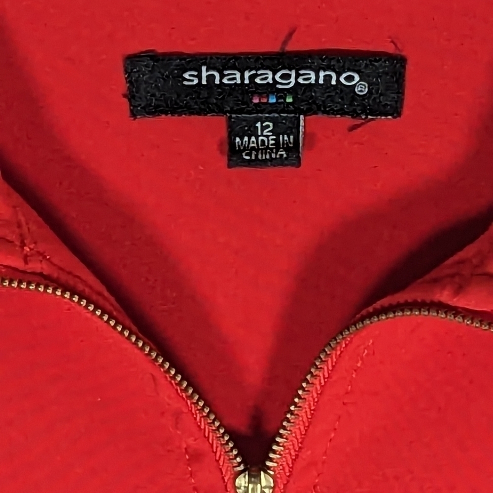 Sharagano Casual Red Belted Front Zip Dress Size 12 - Picture 8 of 10